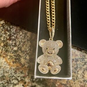 Gold Teddy Bear Pendant Necklace